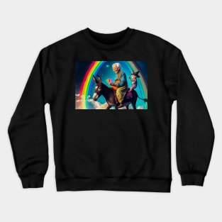 Old Woman on a Donkey with Playing Cards - Greeting Card Crewneck Sweatshirt